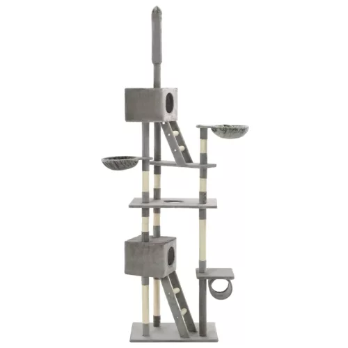  szürke macskabútor szizál kaparófákkal 230-260 cm