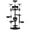  fekete/fehér macskabútor szizál kaparófákkal 203 cm