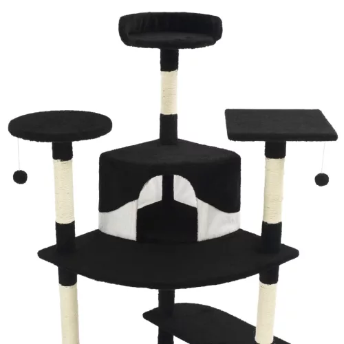  fekete/fehér macskabútor szizál kaparófákkal 203 cm