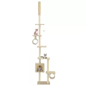  bézs macskabútor szizál kaparófákkal 260 cm