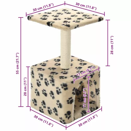  bézs macskabútor szizál kaparófával 55 cm