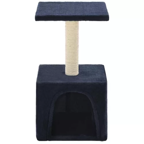  sötétkék macskabútor szizál kaparófával 55 cm