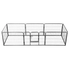  fekete színű acél kutyakennel 8 panelből 60 x 80 cm