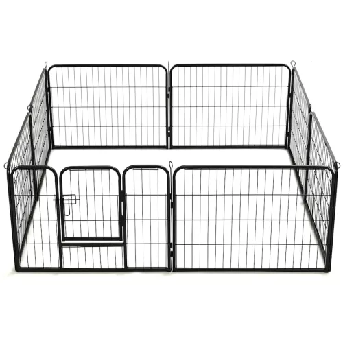  fekete színű acél kutyakennel 8 panelből 60 x 80 cm