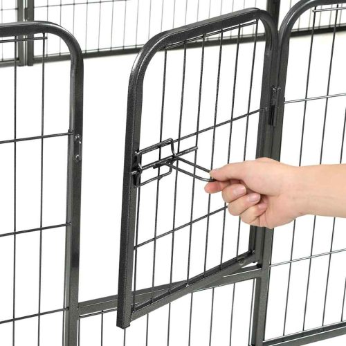  12 paneles fekete acél kutyakennel 80 x 60 cm