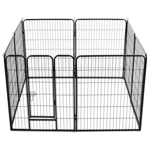  fekete színű acél kutyakennel 8 panelből 80 x 100 cm