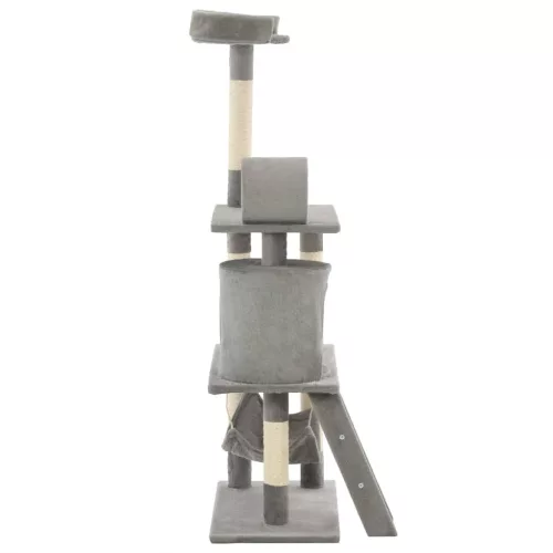  szürke macskabútor szizál kaparófákkal 140 cm