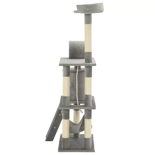  szürke macskabútor szizál kaparófákkal 140 cm