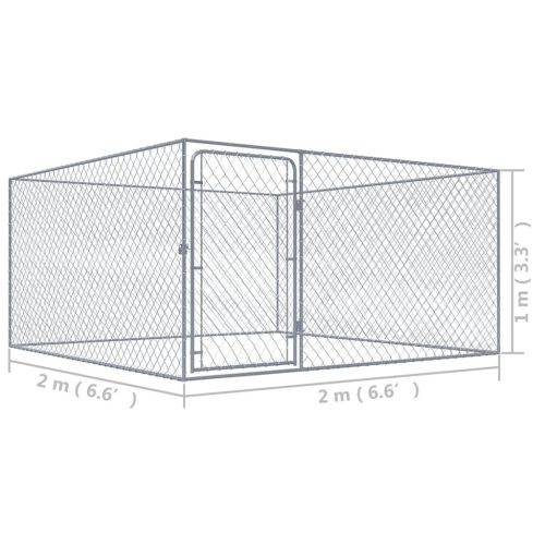  kültéri horganyzott acél kutyakennel 2 x 2 x 1 m