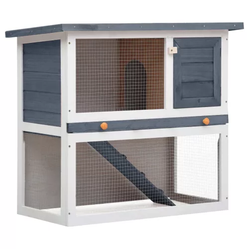  egyajtós szürke fa kültéri nyúlketrec