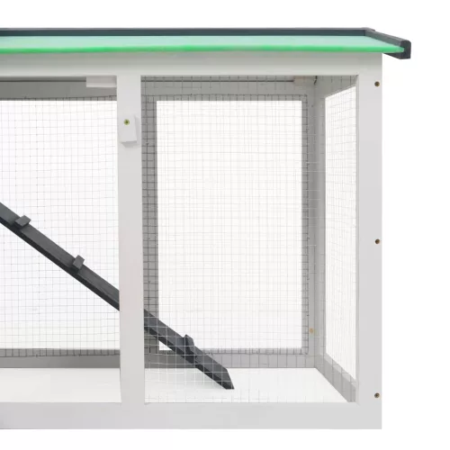 szürke és fehér fa kültéri nyúlketrec 145 x 45 x 84 cm
