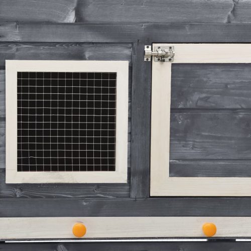  szürke és fehér tömör fenyő nyúlketrec 140 x 63 x 120 cm