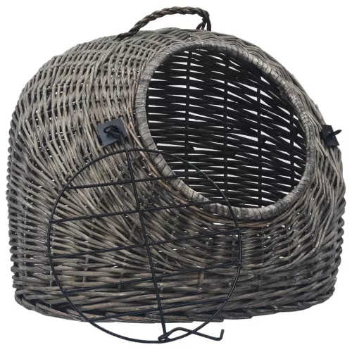  szürke természetes fűzfa macskaszállító kosár 60 x 45 x 45 cm
