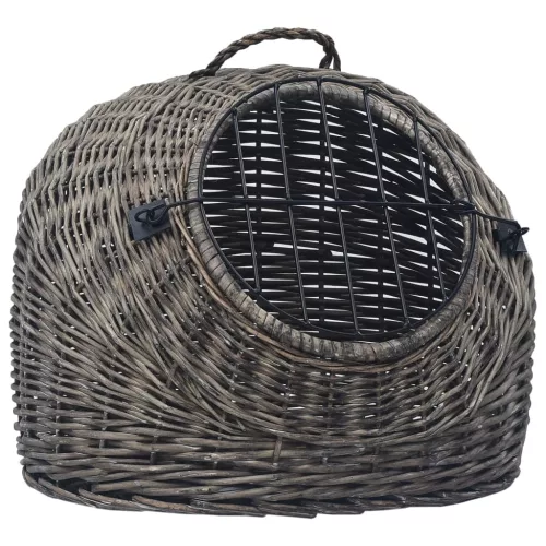  szürke természetes fűzfa macskaszállító kosár 60 x 45 x 45 cm