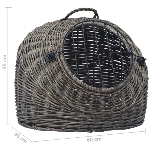  szürke természetes fűzfa macskaszállító kosár 60 x 45 x 45 cm