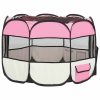  rózsaszínű összecsukható kutyakennel hordtáskával 90x90x58 cm