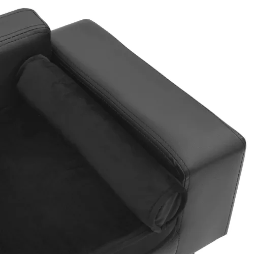  sötétszürke plüss és műbőr kutyakanapé 81 x 43 x 31 cm