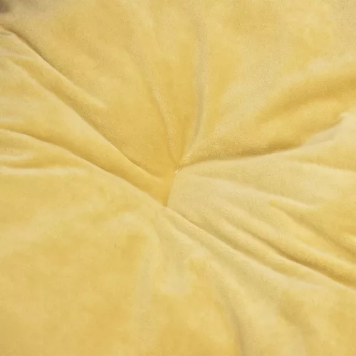  fekete-sárga plüss és műbőr kutyaágy 99 x 89 x 21 cm