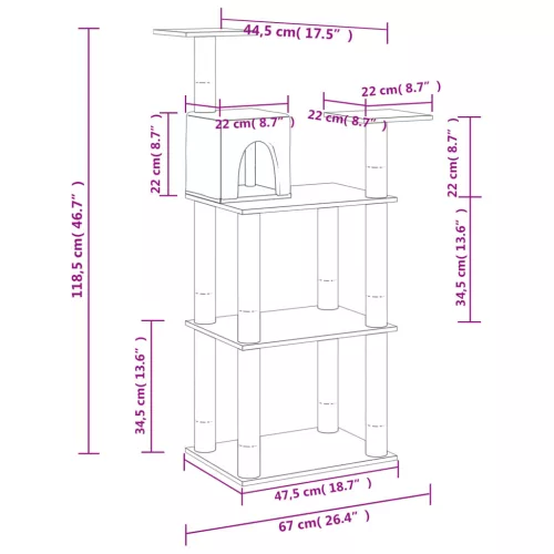  krémszínű macskabútor szizál kaparófákkal 118,5 cm