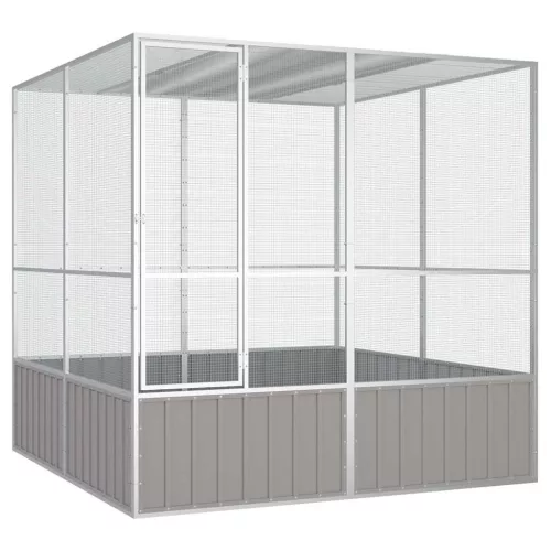  szürke horganyzott acél madárketrec 213,5x217,5x211,5 cm