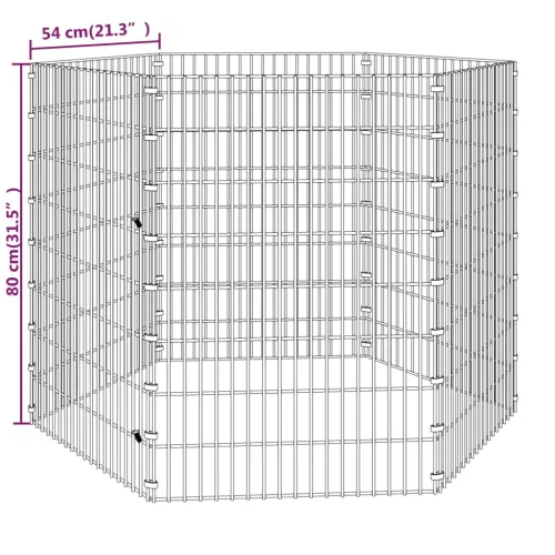  6 paneles horganyzott vas szabadon álló állatketrec 54 x 80 cm