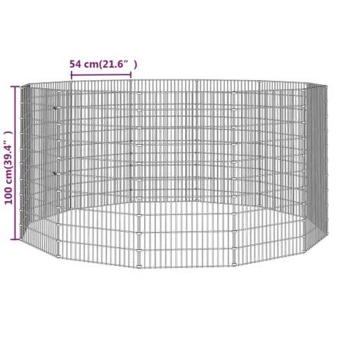  12 paneles horganyzott vas szabadon álló állatketrec 54x100 cm