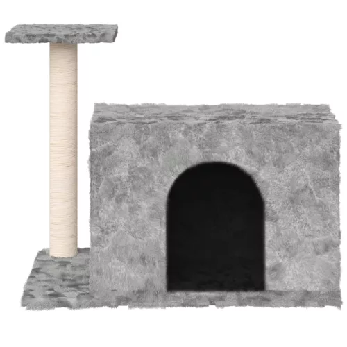  világosszürke macskabútor szizál kaparófákkal 51 cm