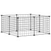  8-paneles fekete acél kisállatketrec 35 x 35 cm