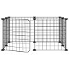  8 paneles fekete acél kisállatketrec ajtóval 35 x 35 cm