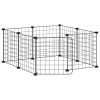  8 paneles fekete acél kisállatketrec ajtóval 35 x 35 cm
