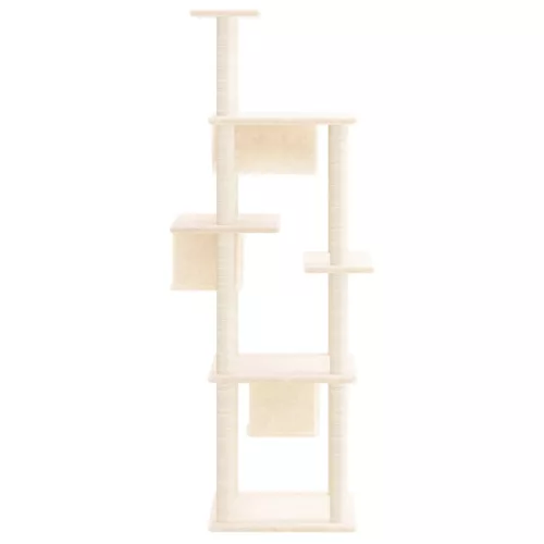  krémszínű macskabútor szizál kaparófákkal 169 cm