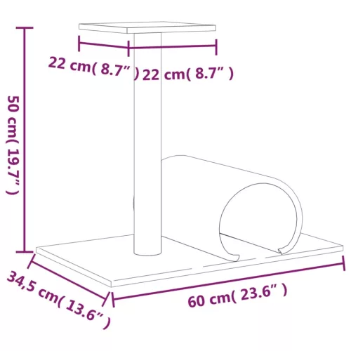  krémszínű kaparófa alagúttal 60 x 34,5 x 50 cm