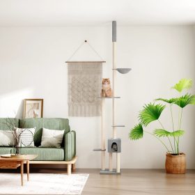  világosszürke plafonig érő kaparófa 258,5-284,5 cm