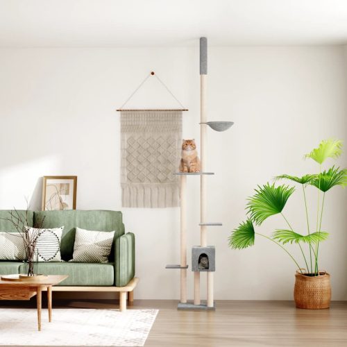  világosszürke plafonig érő kaparófa 258,5-284,5 cm