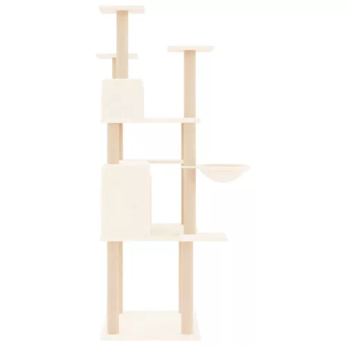  krémszínű macskabútor szizál kaparófákkal 166 cm