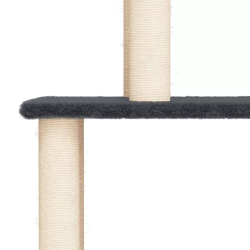  sötétszürke macskabútor szizál kaparófákkal 149 cm