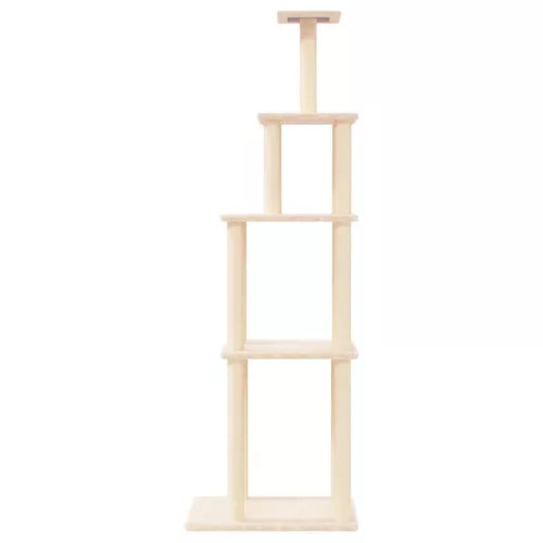  krémszínű macskabútor szizál kaparófákkal 183 cm