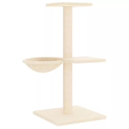  krémszínű macskabútor szizál kaparófákkal 72 cm