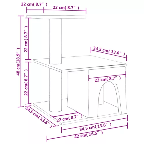  krémszínű macskabútor szizál kaparófákkal 48 cm