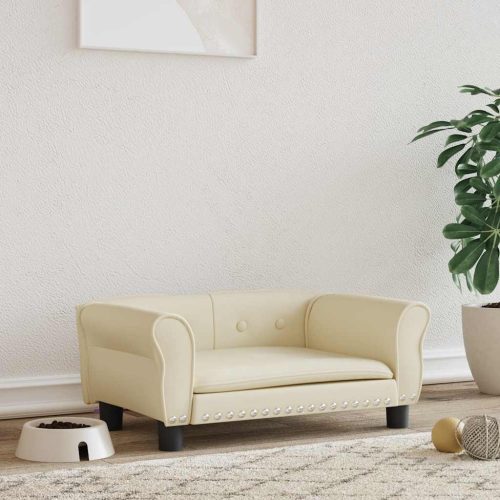  krémszínű műbőr kutyaágy 70 x 45 x 30 cm