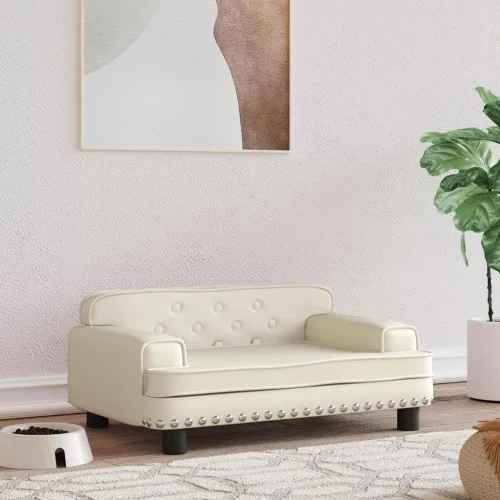  krémszínű műbőr kutyaágy 70 x 45 x 30 cm
