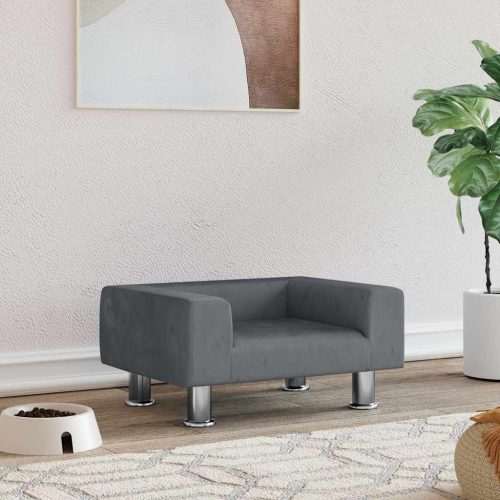  sötétszürke bársony kutyaágy 50 x 40 x 26,5 cm