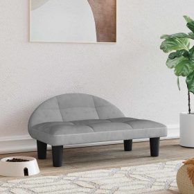  világosszürke bársony kutyaágy 70 x 52 x 30 cm