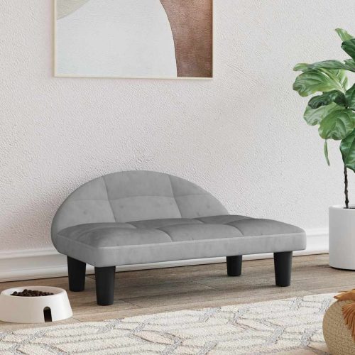  világosszürke bársony kutyaágy 70 x 52 x 30 cm