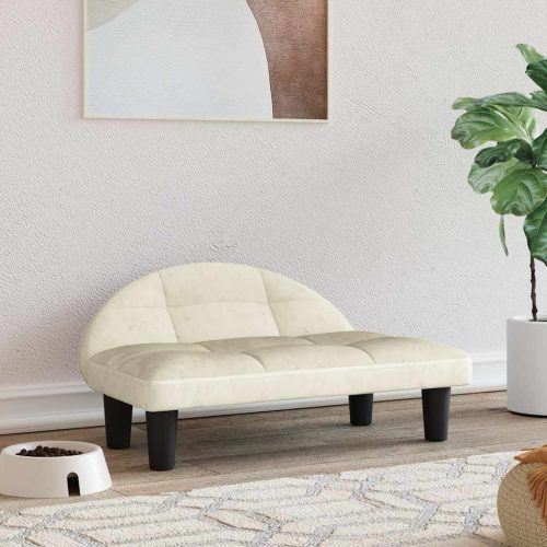  krémszínű bársony kutyaágy 70 x 52 x 30 cm