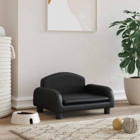  fekete műbőr kutyaágy 50 x 40 x 30 cm