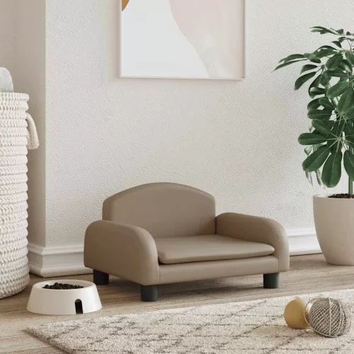  kávészínű műbőr kutyaágy 50 x 40 x 30 cm