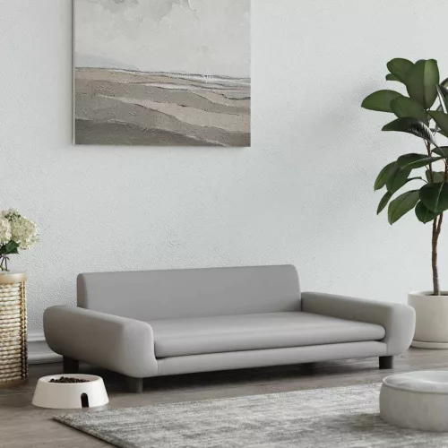  világosszürke bársony kutyaágy 100 x 54 x 33 cm