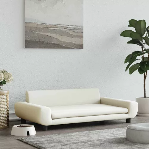  krémszínű bársony kutyaágy 100 x 54 x 33 cm