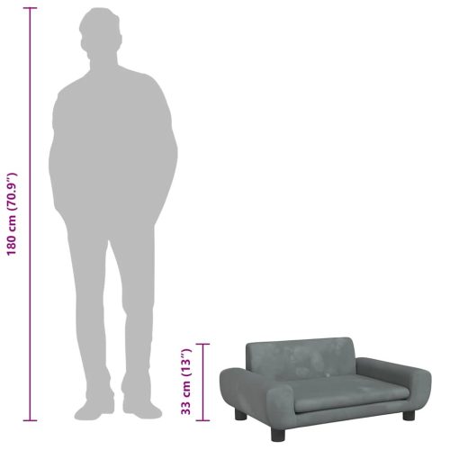  sötétszürke bársony kutyaágy 70 x 45 x 33 cm